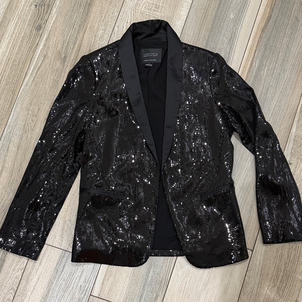 Sanctuary Black Sequin Blazer